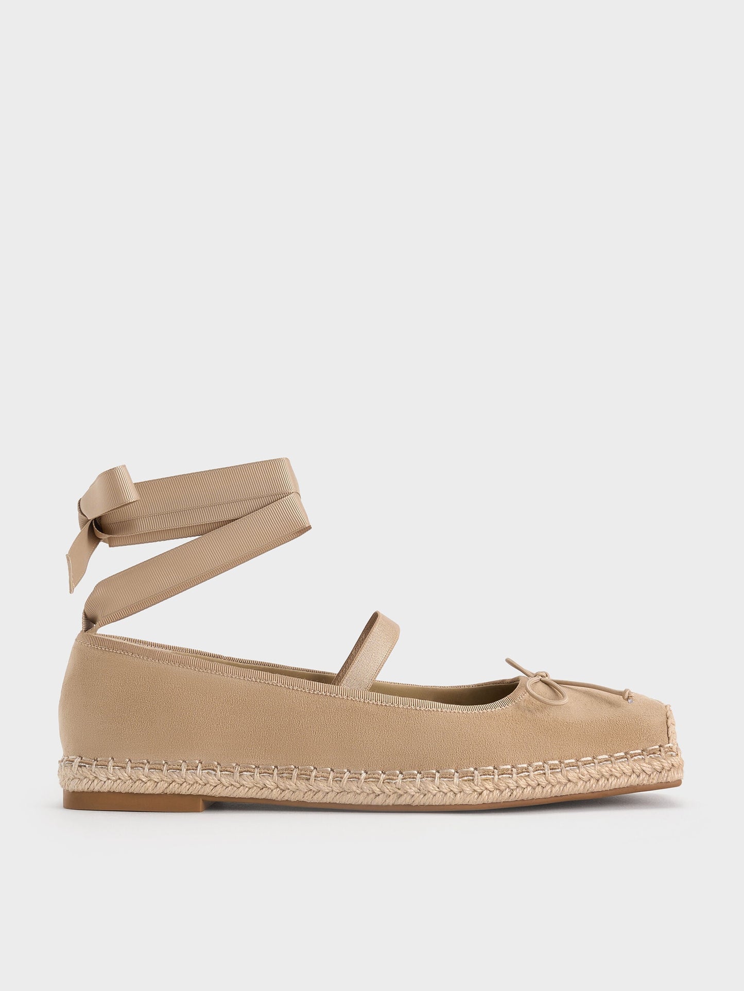 Bernadine Faux Suede Espadrille Flats - Sand | CHARLES & KEITH