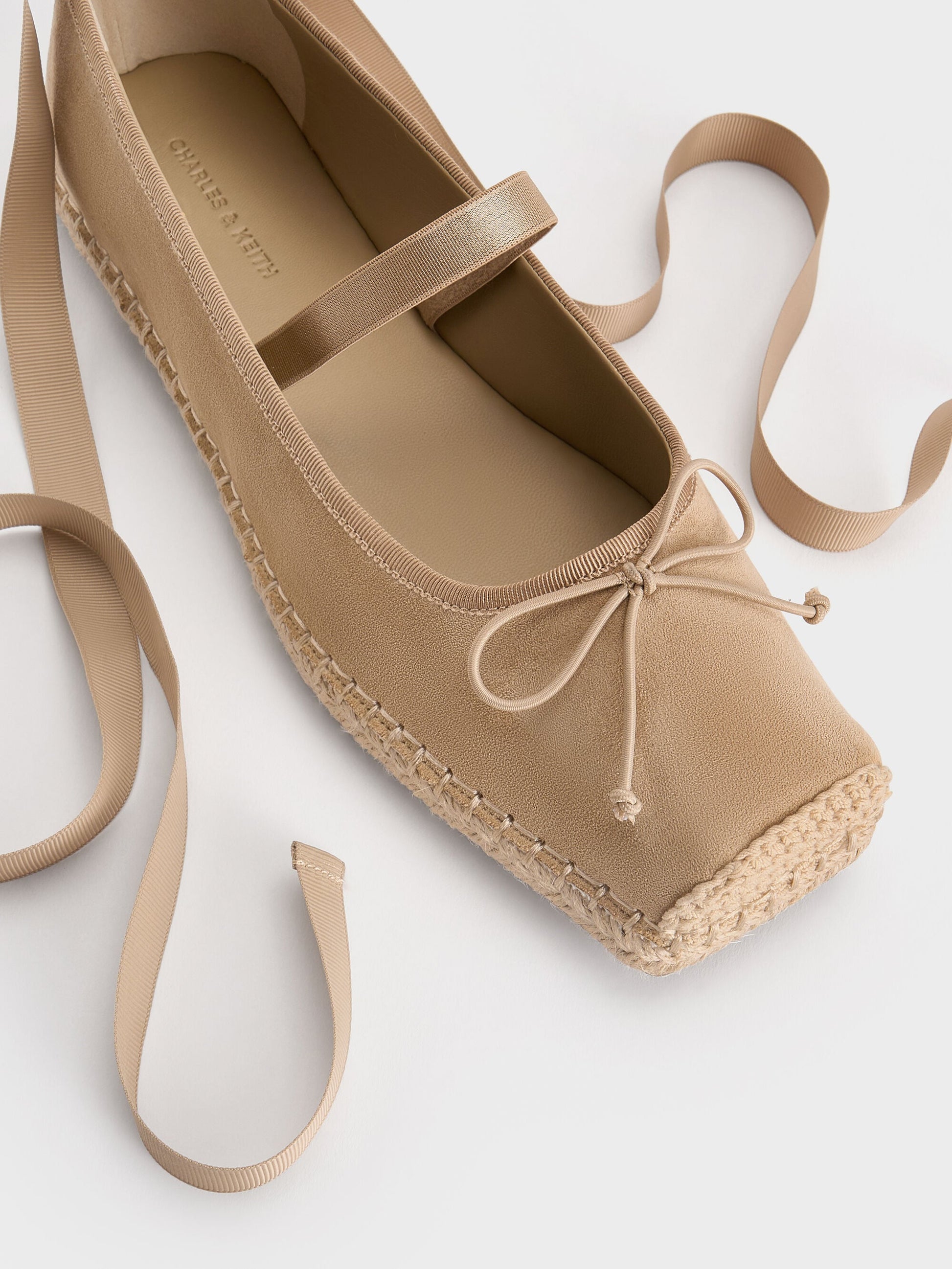 Bernadine Faux Suede Espadrille Flats - Sand | CHARLES & KEITH