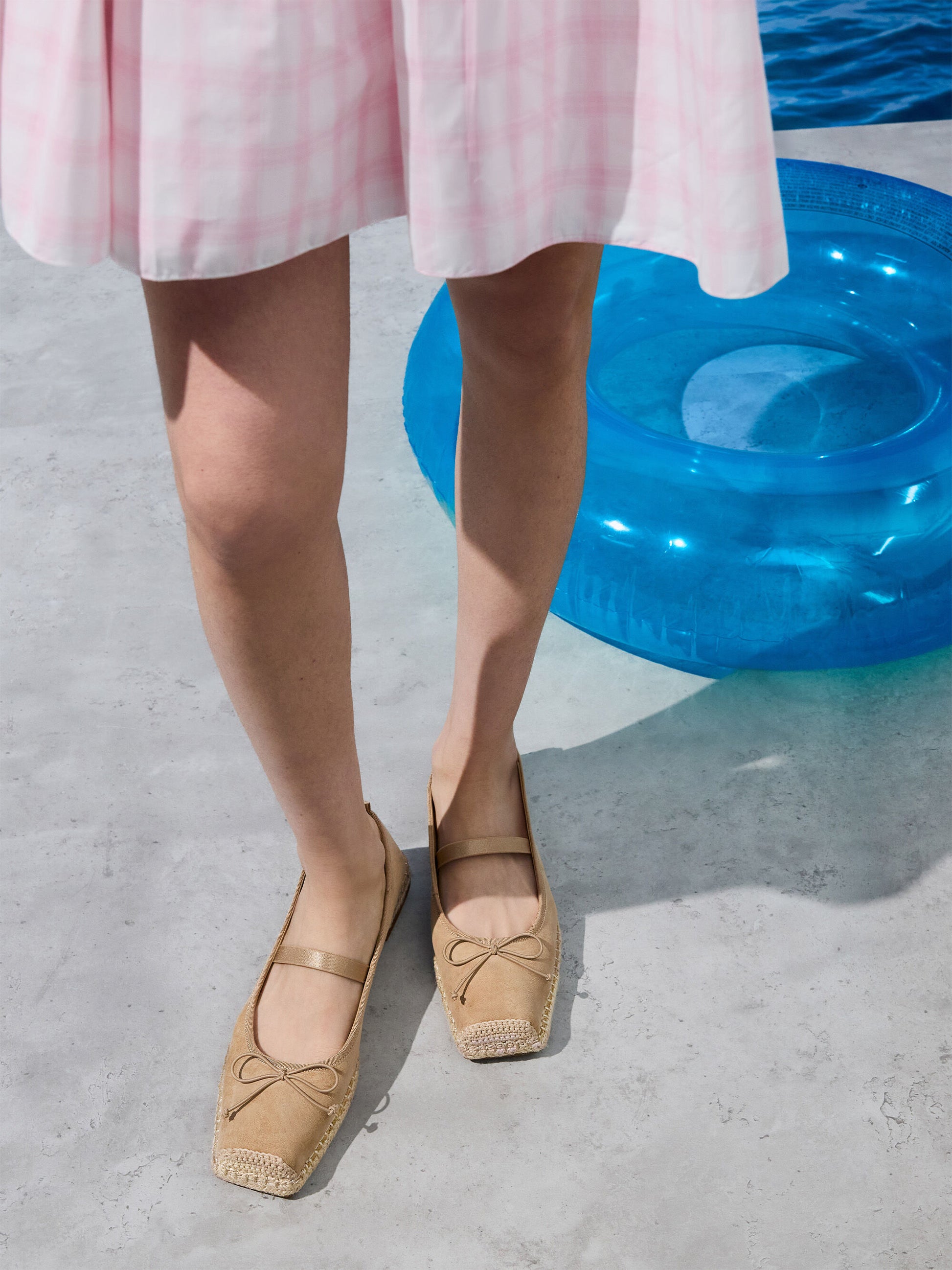Bernadine Faux Suede Espadrille Flats - Sand | CHARLES & KEITH