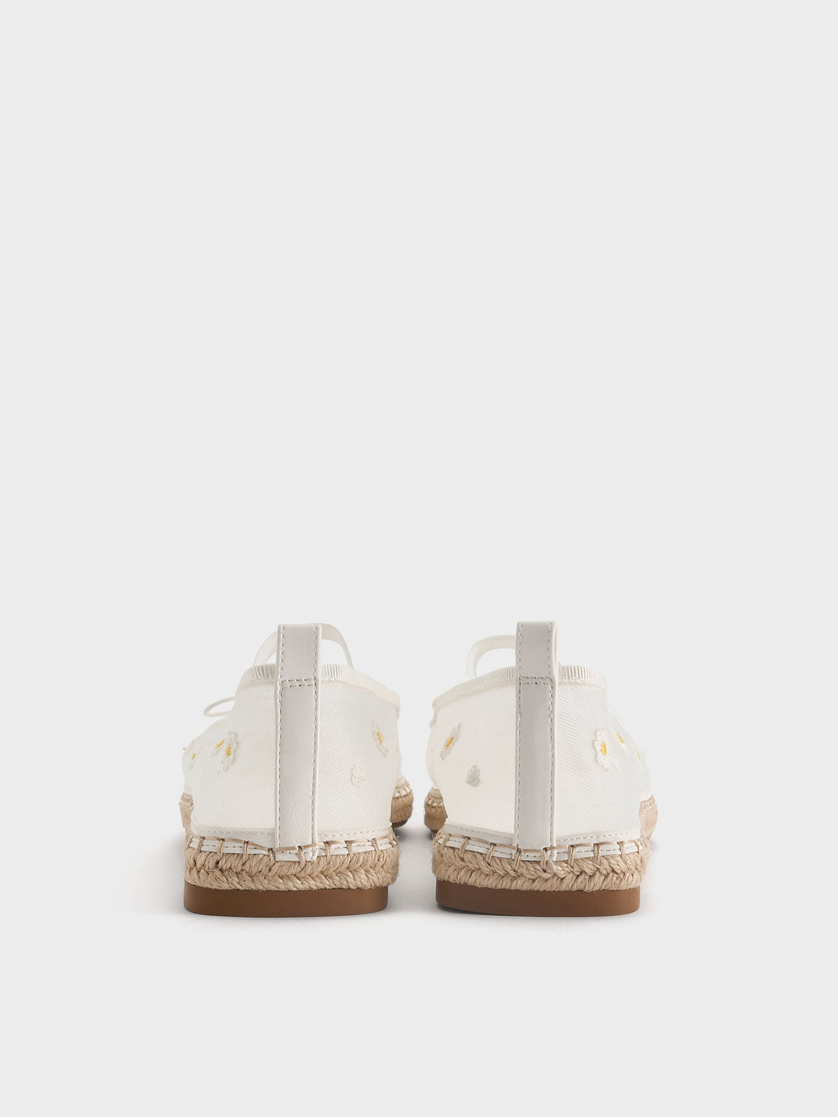 Bernadine Mesh Flower Espadrille Flats - White | CHARLES & KEITH