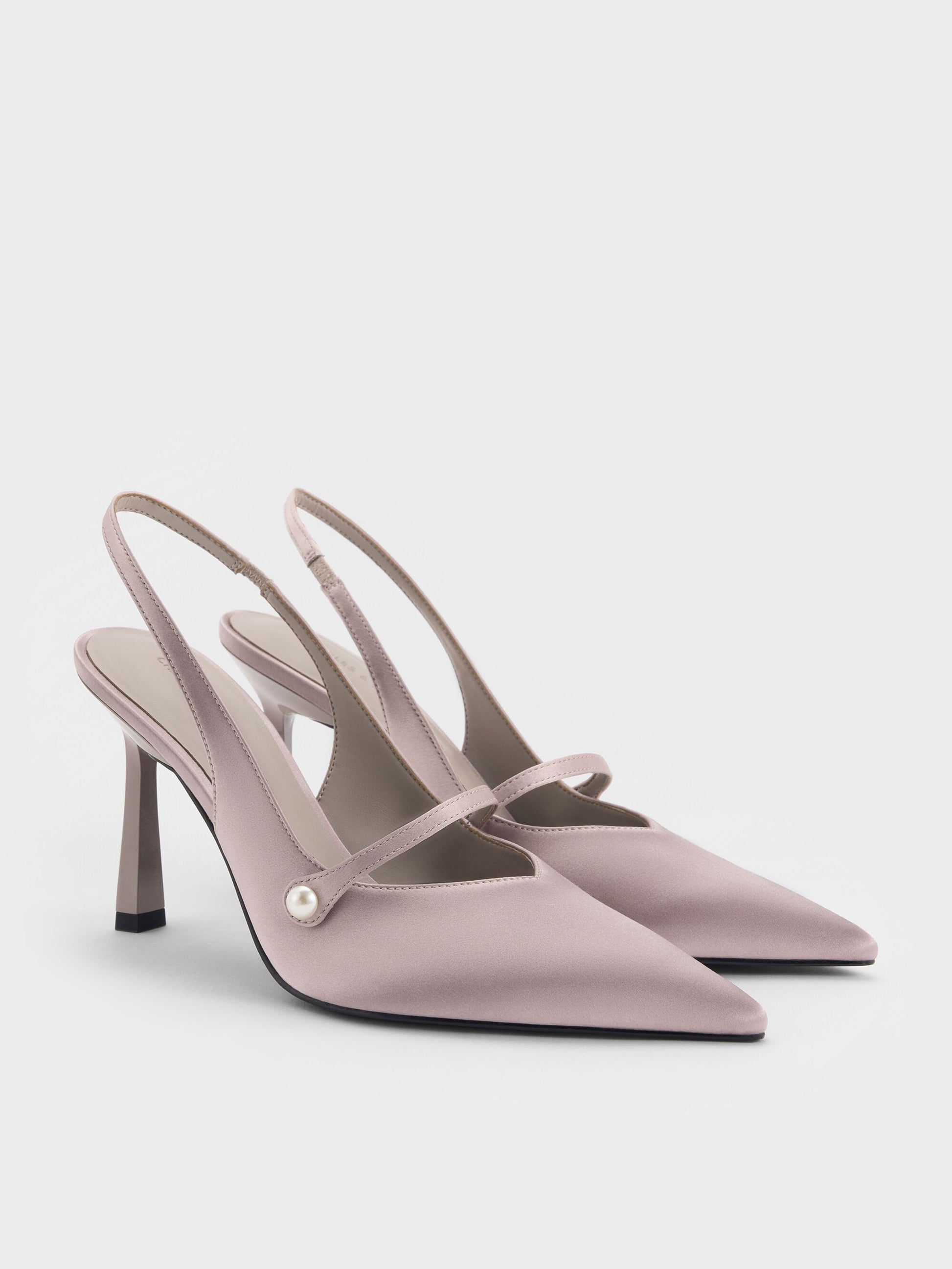 Helena Pearl Pointed Slingback Pumps - Mauve | CHARLES & KEITH