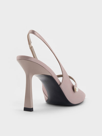 Helena Pearl Pointed Slingback Pumps - Mauve | CHARLES & KEITH