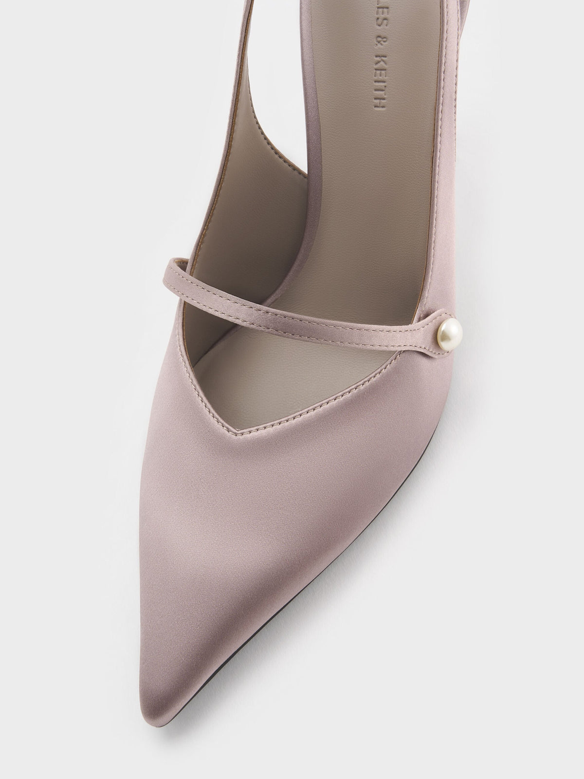 Helena Pearl Pointed Slingback Pumps - Mauve | CHARLES & KEITH