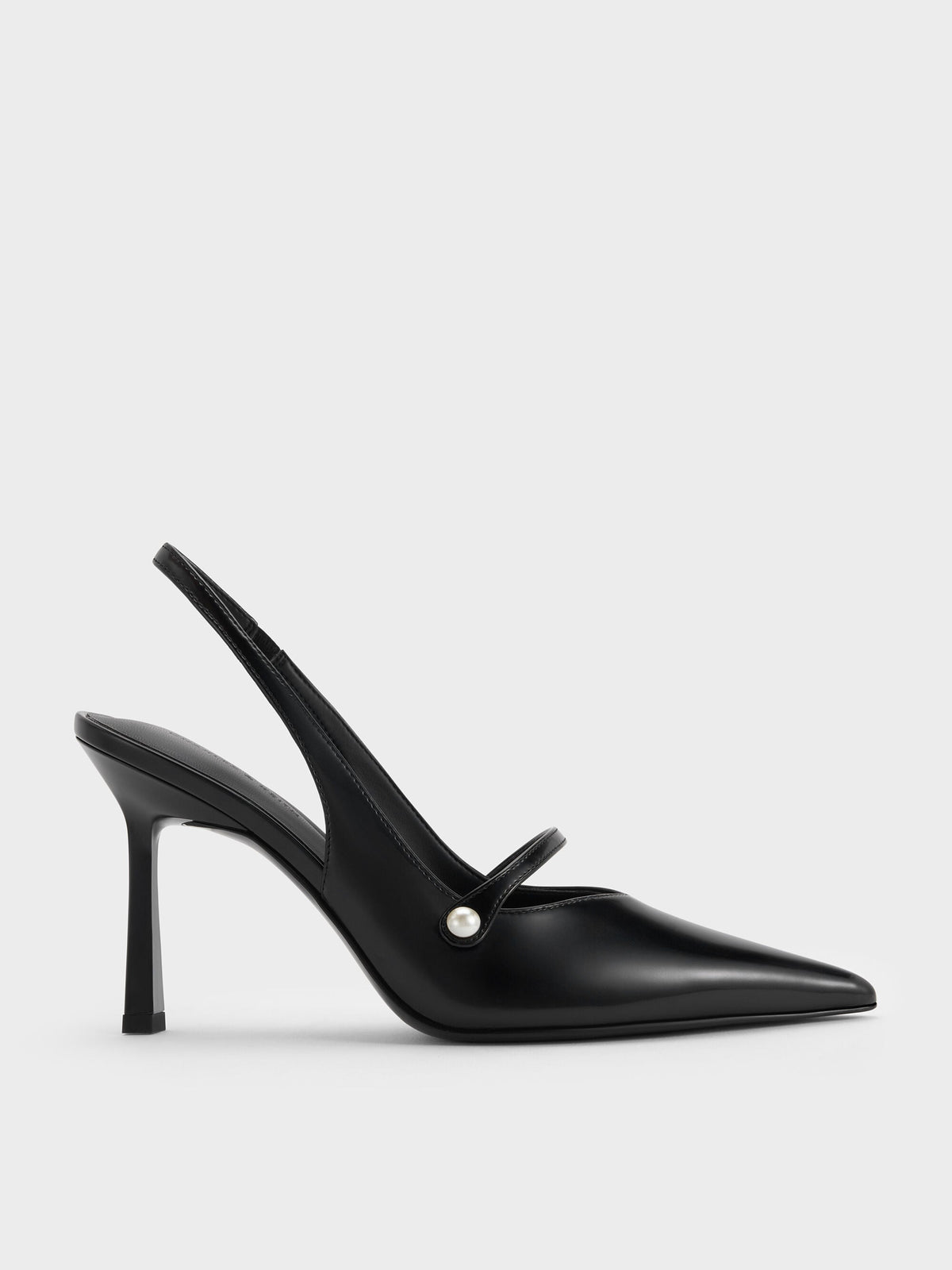 Helena Pearl Pointed Slingback Pumps - Black Box | CHARLES & KEITH