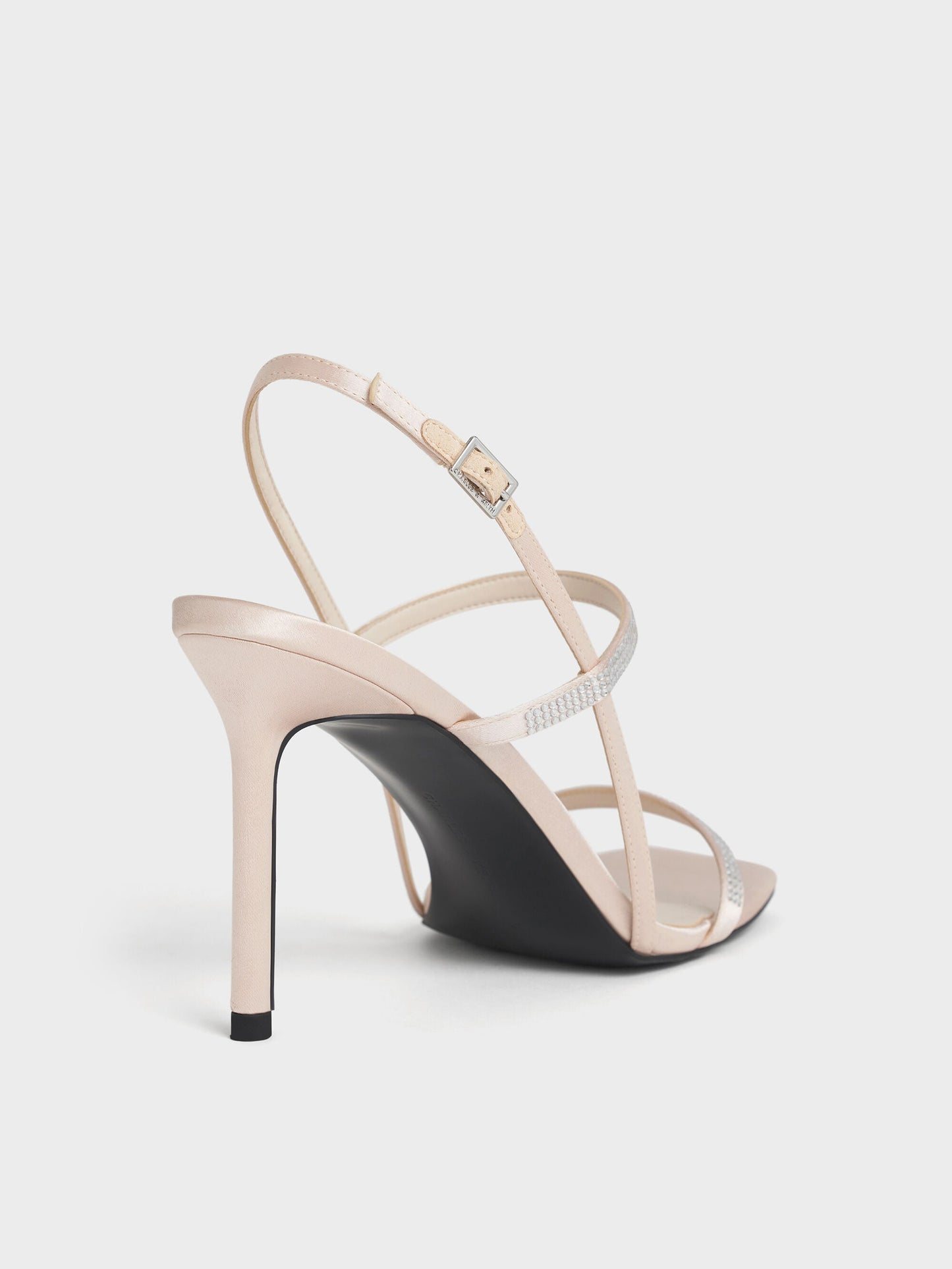 Arona Satin Crystal Stiletto Sandals - Nude | CHARLES & KEITH