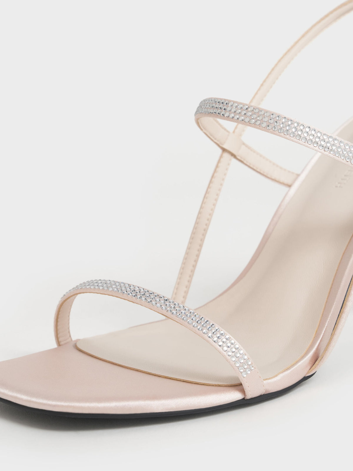 Arona Satin Crystal Stiletto Sandals - Nude | CHARLES & KEITH