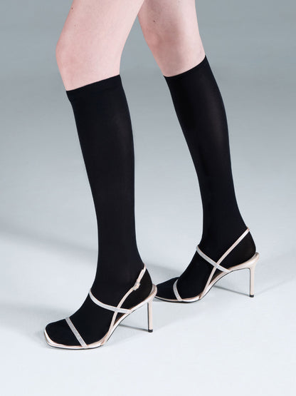 Arona Satin Crystal Stiletto Sandals - Nude | CHARLES & KEITH