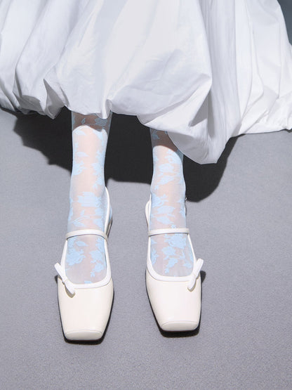 Bow Slingback Mary Jane Flats - White | CHARLES & KEITH