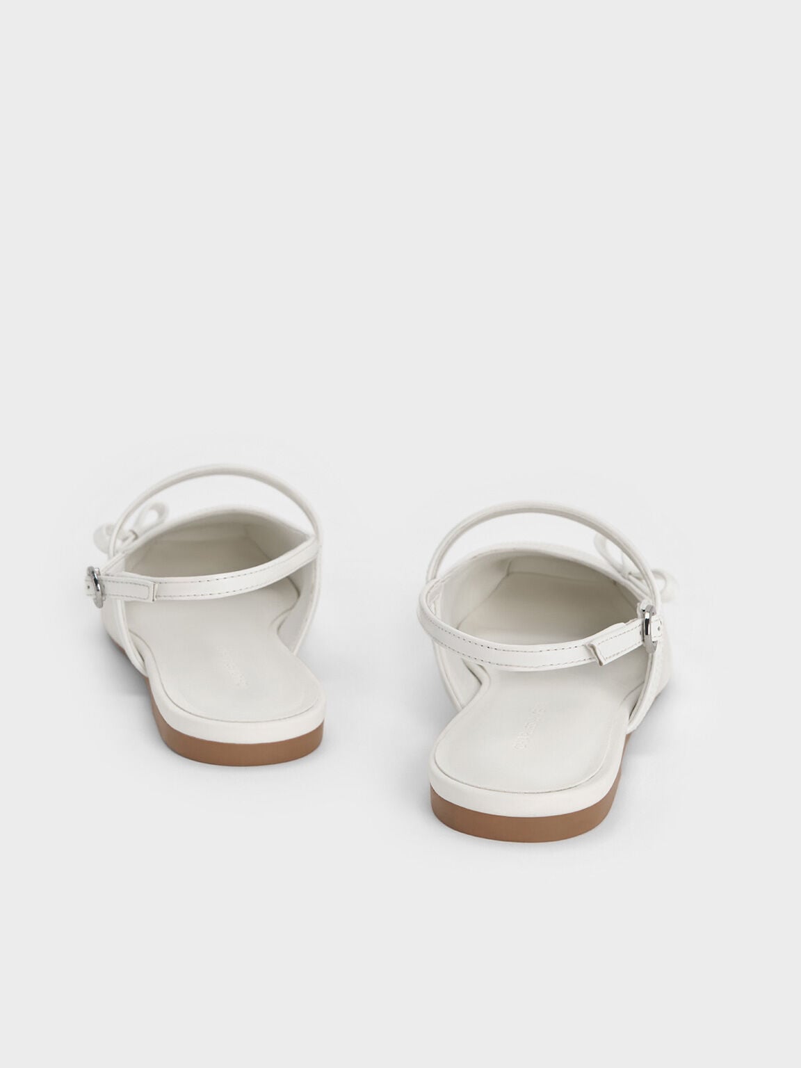 Bow Slingback Mary Jane Flats - White | CHARLES & KEITH