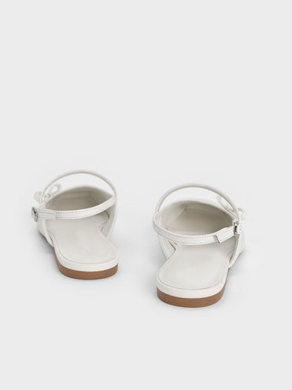 Bow Slingback Mary Jane Flats - White | CHARLES & KEITH