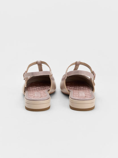 T-Bar Mary Jane Slingback Flats - Nude | CHARLES & KEITH