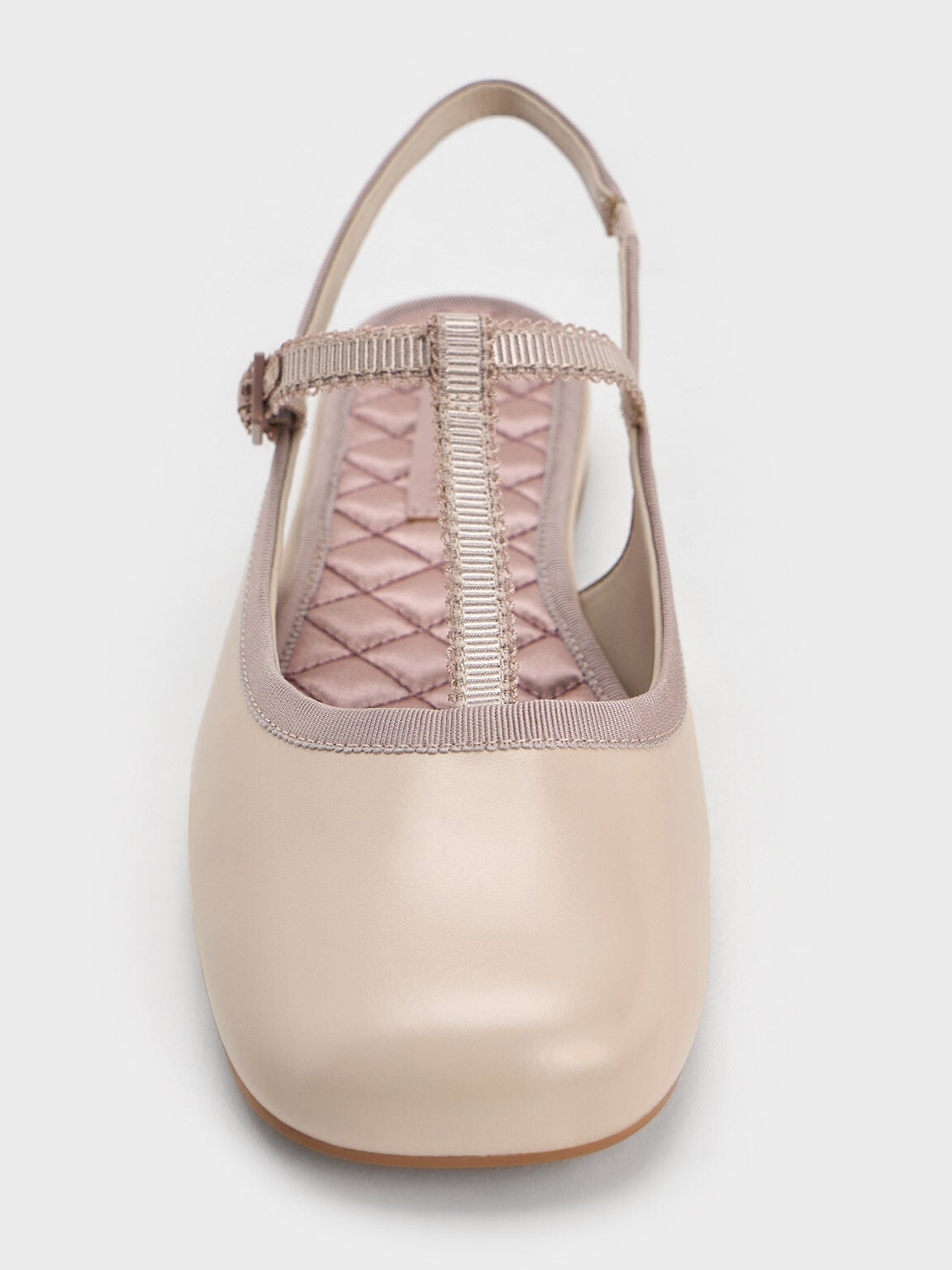 T-Bar Mary Jane Slingback Flats - Nude | CHARLES & KEITH
