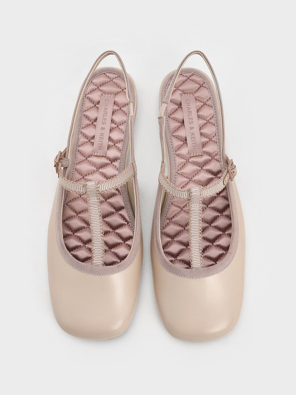 T-Bar Mary Jane Slingback Flats - Nude | CHARLES & KEITH