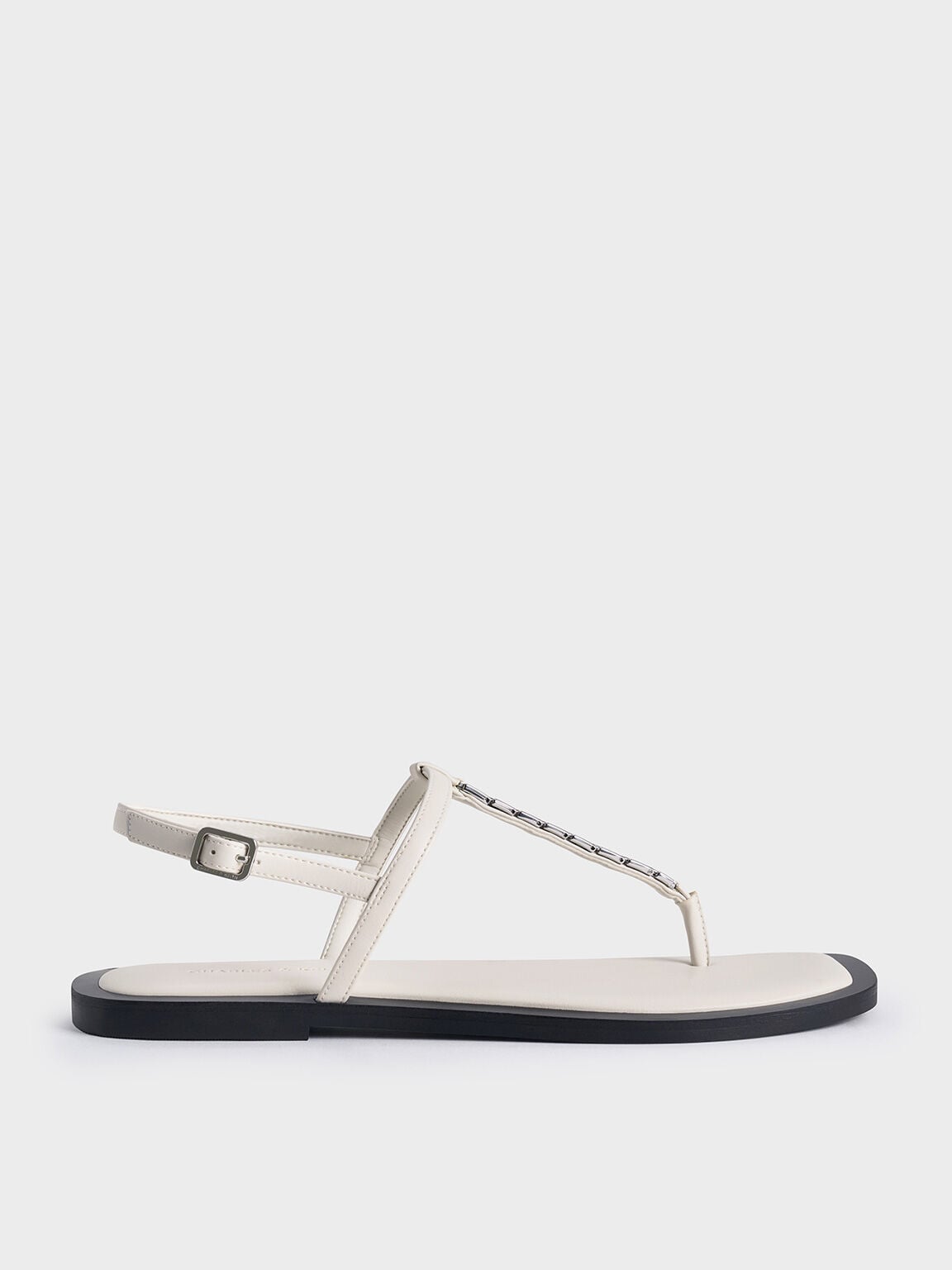 Chain-Link Thong Sandals - Chalk | CHARLES & KEITH