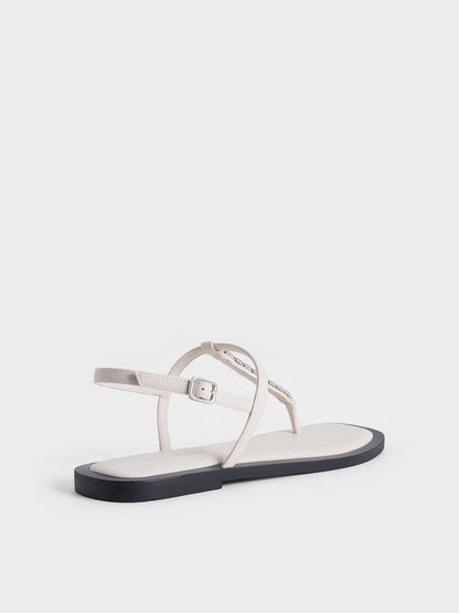 Chain-Link Thong Sandals - Chalk | CHARLES & KEITH