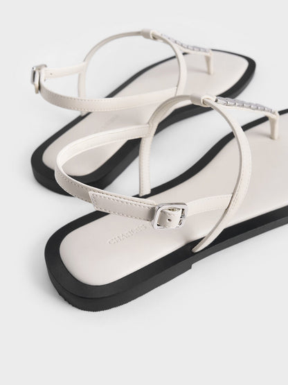 Chain-Link Thong Sandals - Chalk | CHARLES & KEITH