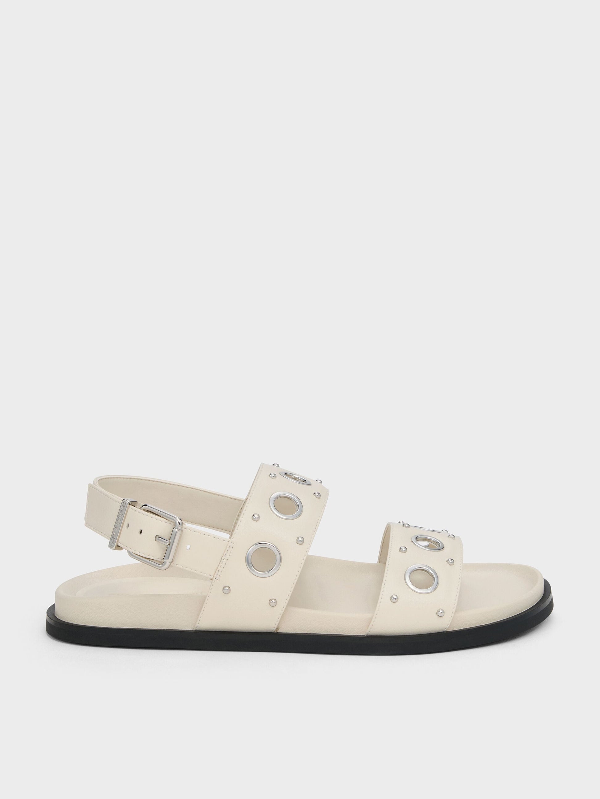 Grommet Slingback Sandals - Chalk | CHARLES & KEITH