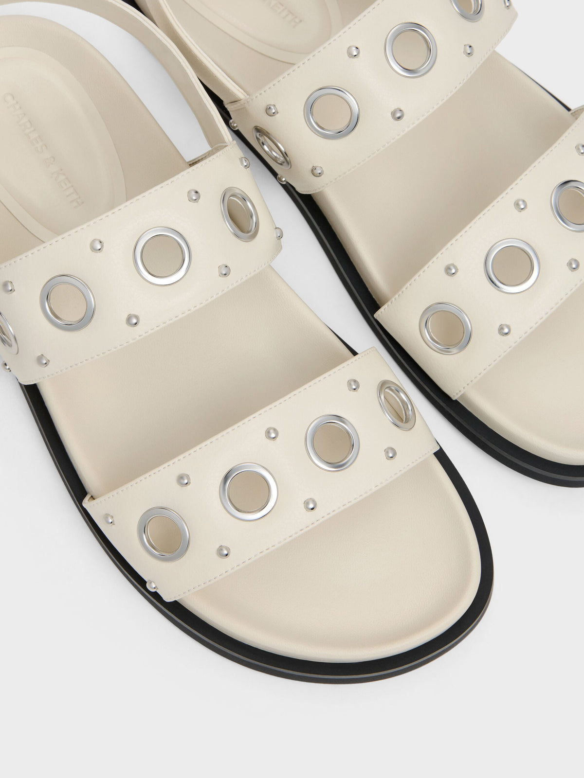 Grommet Slingback Sandals - Chalk | CHARLES & KEITH