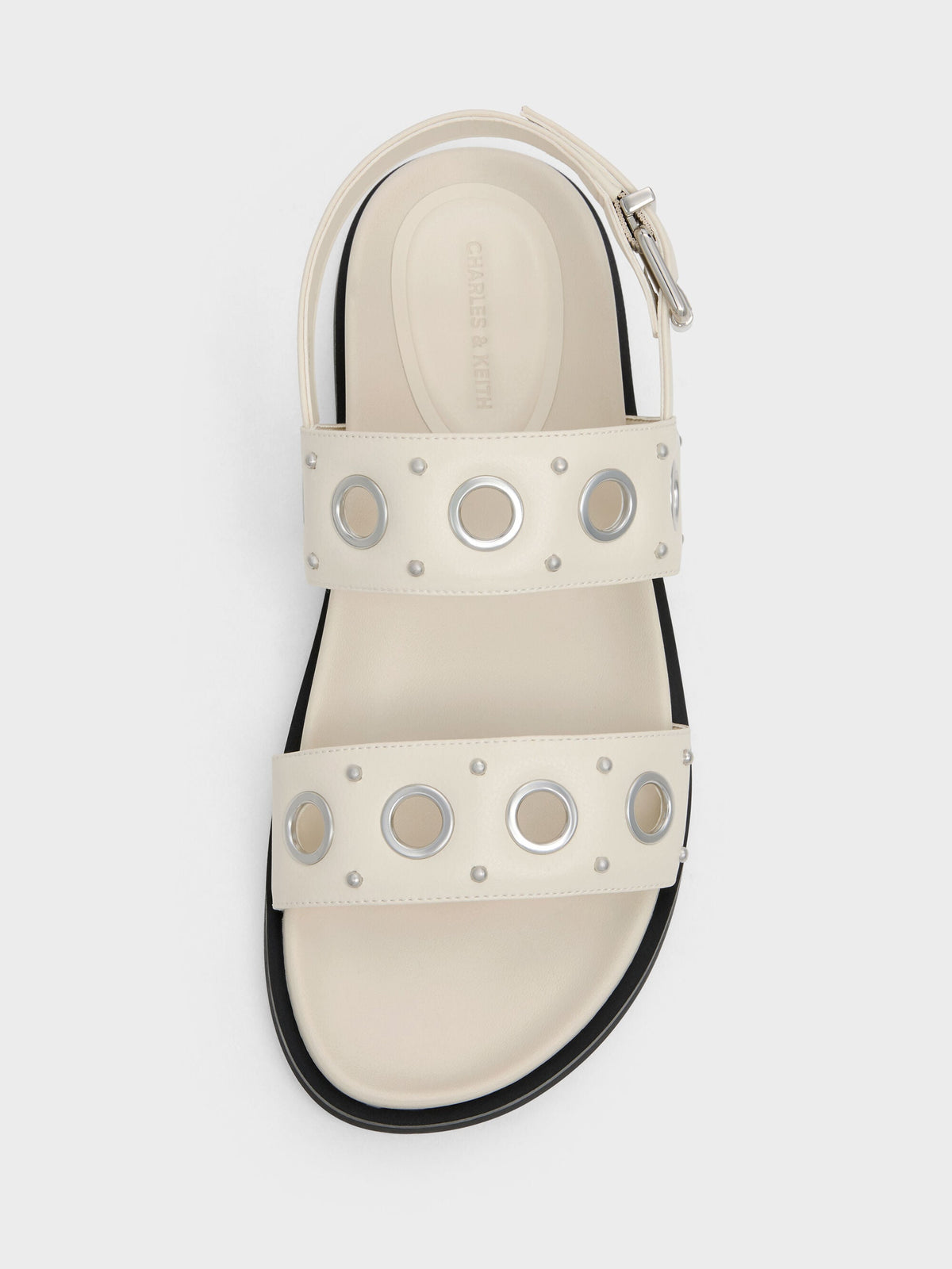 Grommet Slingback Sandals - Chalk | CHARLES & KEITH