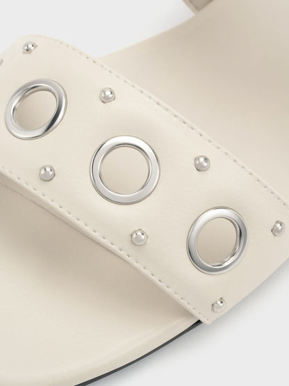 Grommet Buckled Slides - Chalk | CHARLES & KEITH
