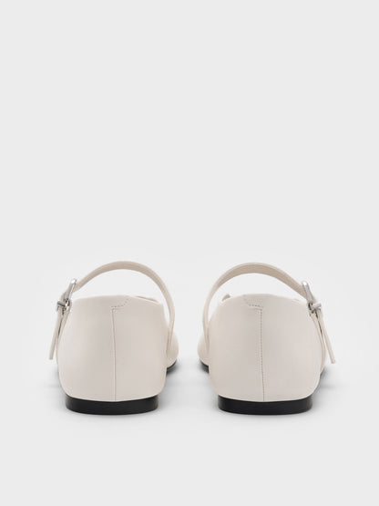 Perforated Rose Mary Janes - Chalk | CHARLES & KEITH