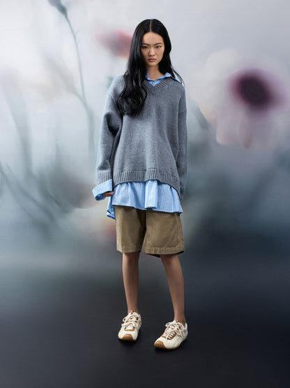 Nylon & Suede Double-Lace Sneakers - Chalk | CHARLES & KEITH