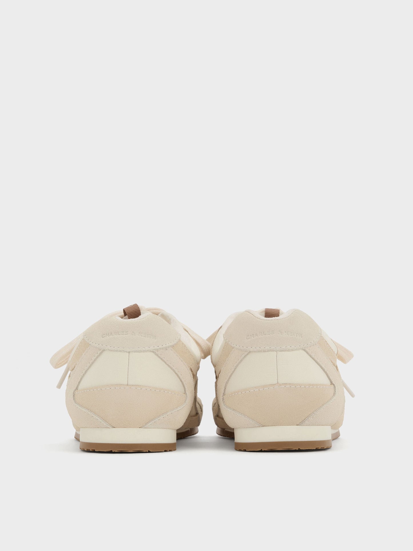 Nylon & Suede Double-Lace Sneakers - Chalk | CHARLES & KEITH