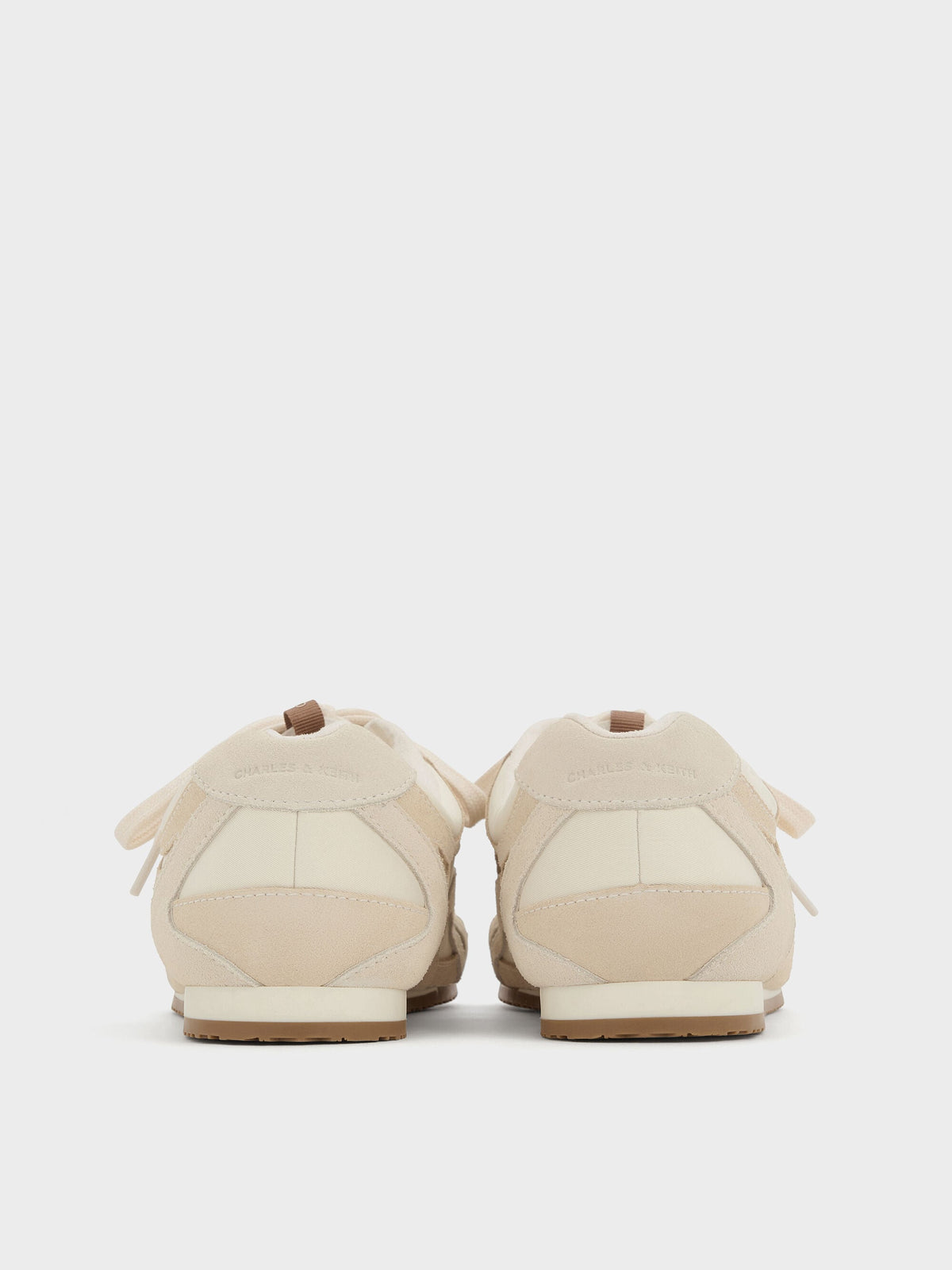 Nylon & Suede Double-Lace Sneakers - Chalk | CHARLES & KEITH