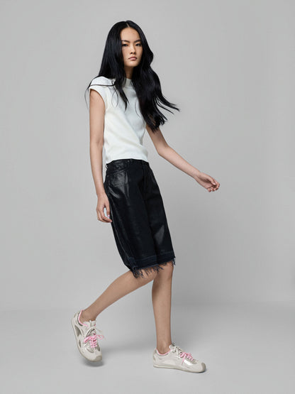 Metallic Leather & Suede Double-Lace Sneakers - Silver | CHARLES & KEITH