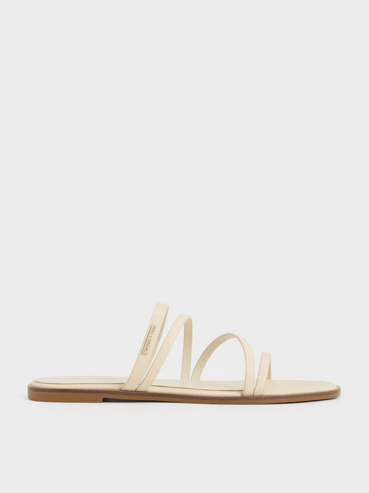 Lliana Strappy Slide Sandals - Chalk | CHARLES & KEITH