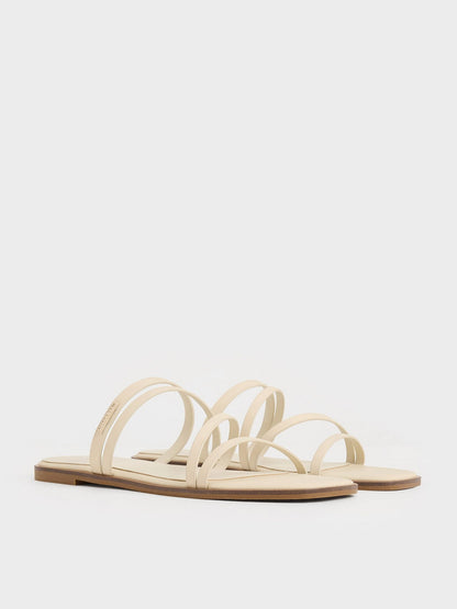 Lliana Strappy Slide Sandals - Chalk | CHARLES & KEITH