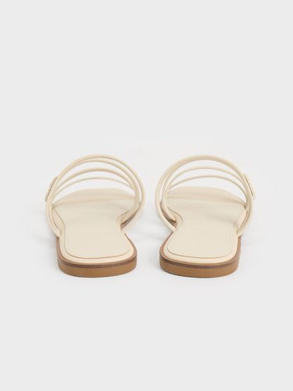 Lliana Strappy Slide Sandals - Chalk | CHARLES & KEITH