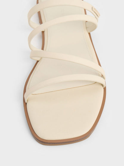 Lliana Strappy Slide Sandals - Chalk | CHARLES & KEITH