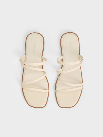 Lliana Strappy Slide Sandals - Chalk | CHARLES & KEITH