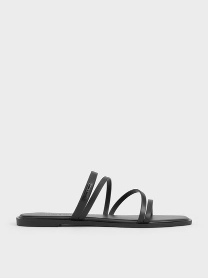 Lliana Strappy Slide Sandals - Black | CHARLES & KEITH