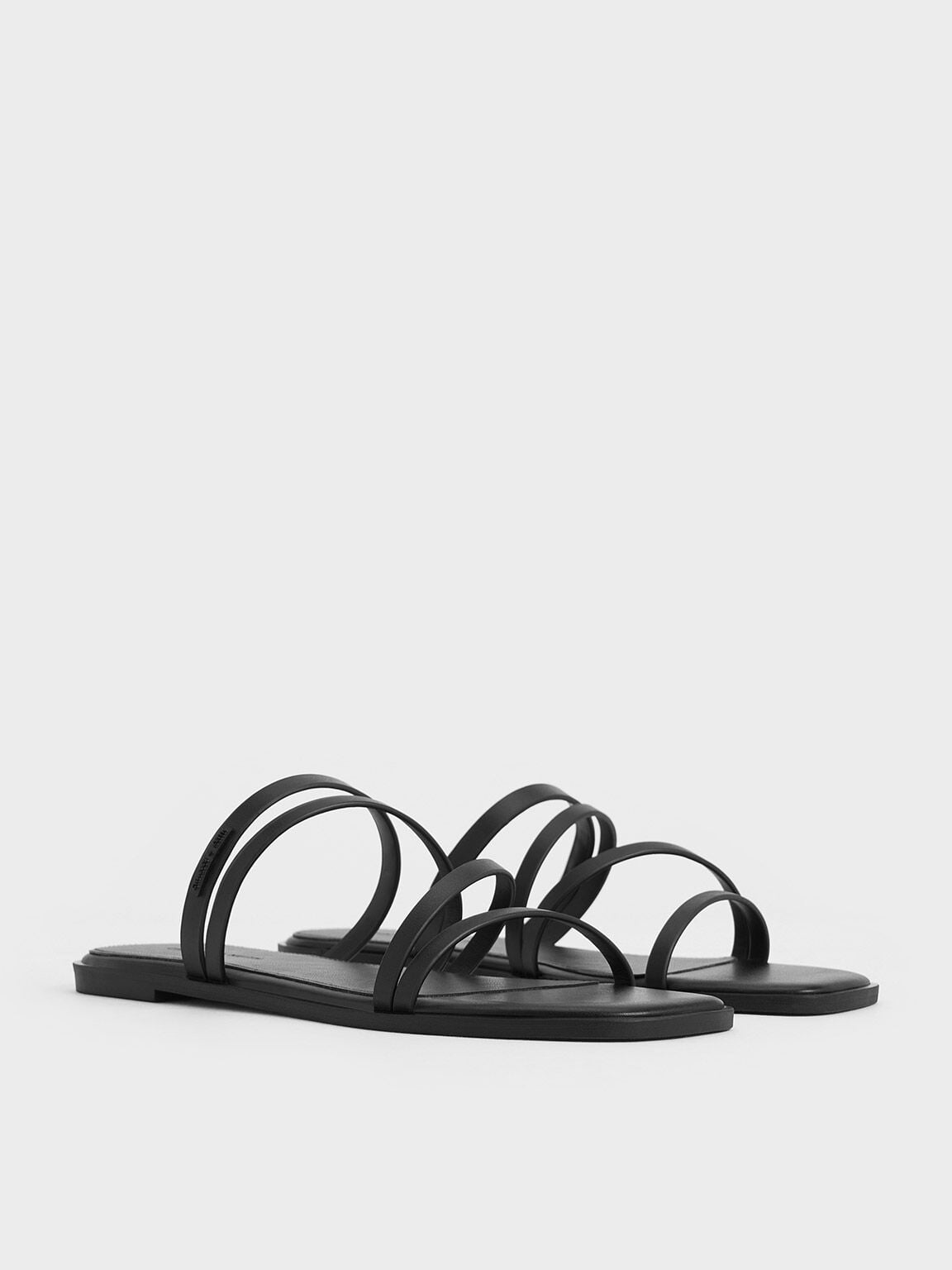 Lliana Strappy Slide Sandals - Black | CHARLES & KEITH