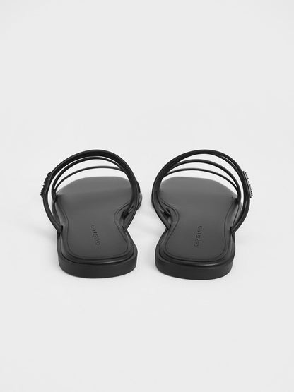 Lliana Strappy Slide Sandals - Black | CHARLES & KEITH