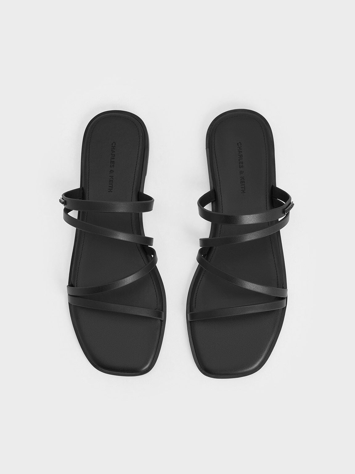 Lliana Strappy Slide Sandals - Black | CHARLES & KEITH