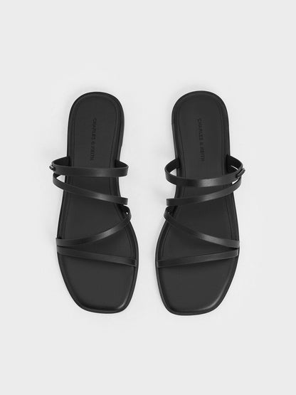 Lliana Strappy Slide Sandals - Black | CHARLES & KEITH