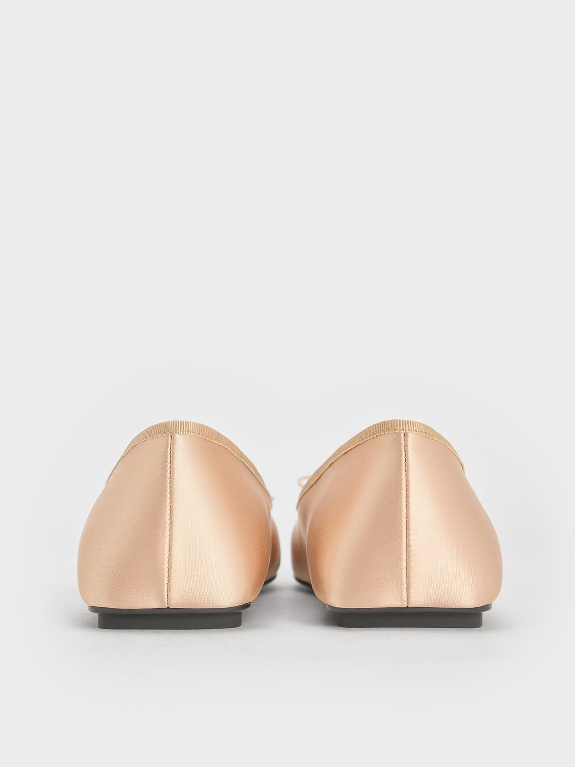 Satin Square-Toe Mary Jane Ballet Flats - Nude | CHARLES & KEITH