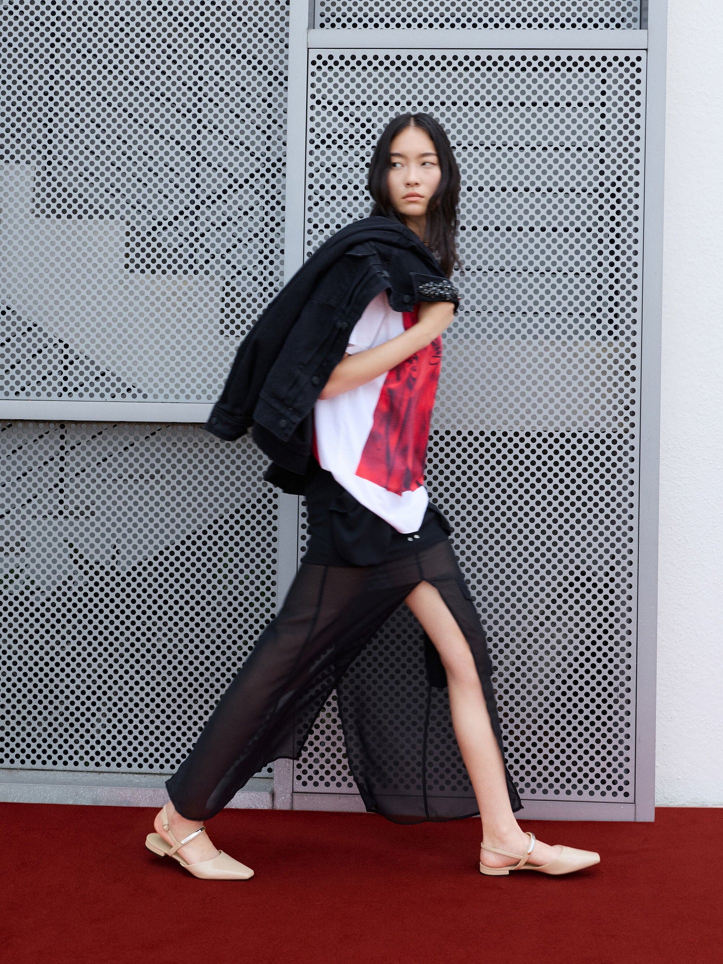 Patent Metallic-Bar Slingback Flats - Beige | CHARLES & KEITH