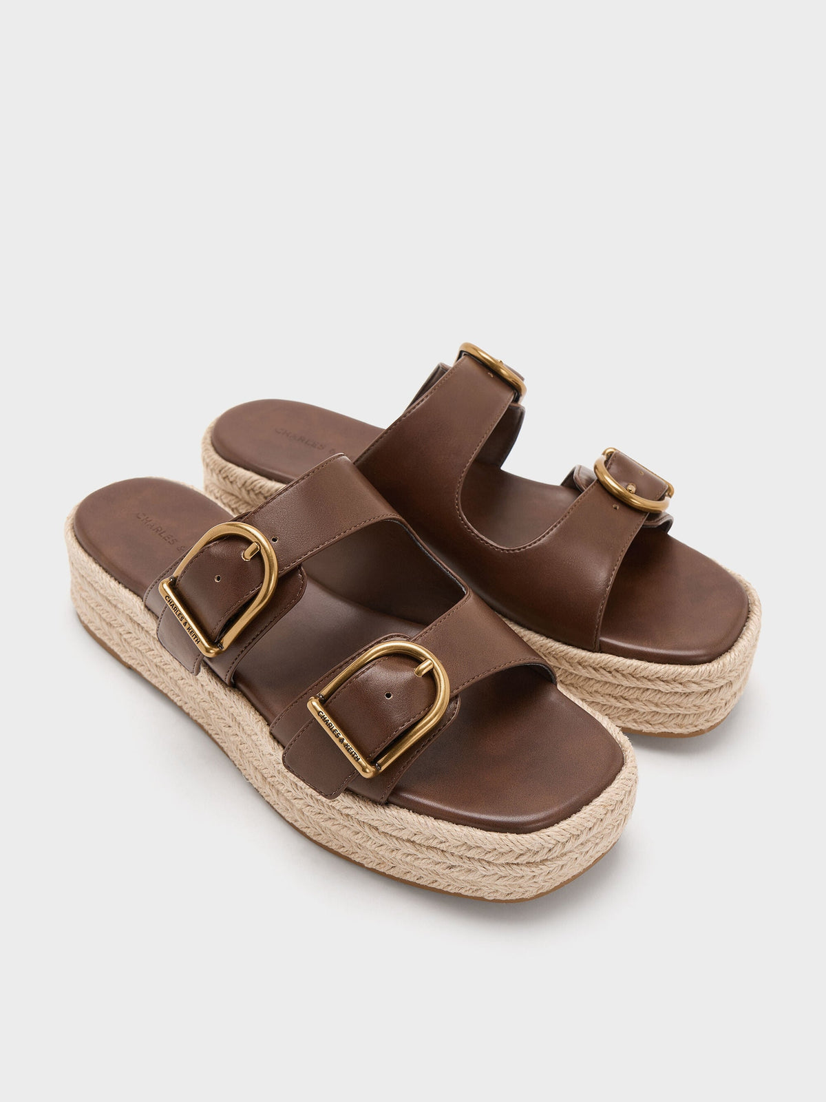 Double-Strap Espadrille Sandals - Brown | CHARLES & KEITH