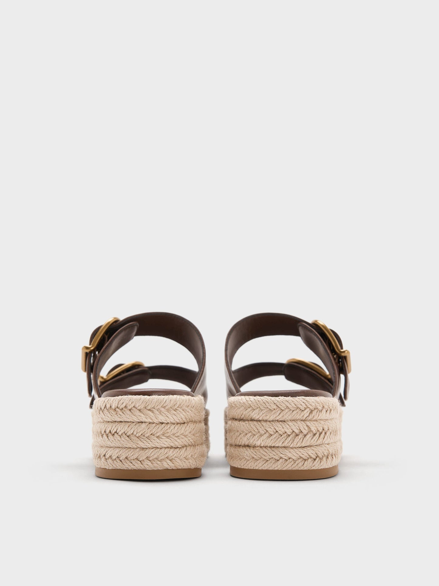 Double-Strap Espadrille Sandals - Brown | CHARLES & KEITH
