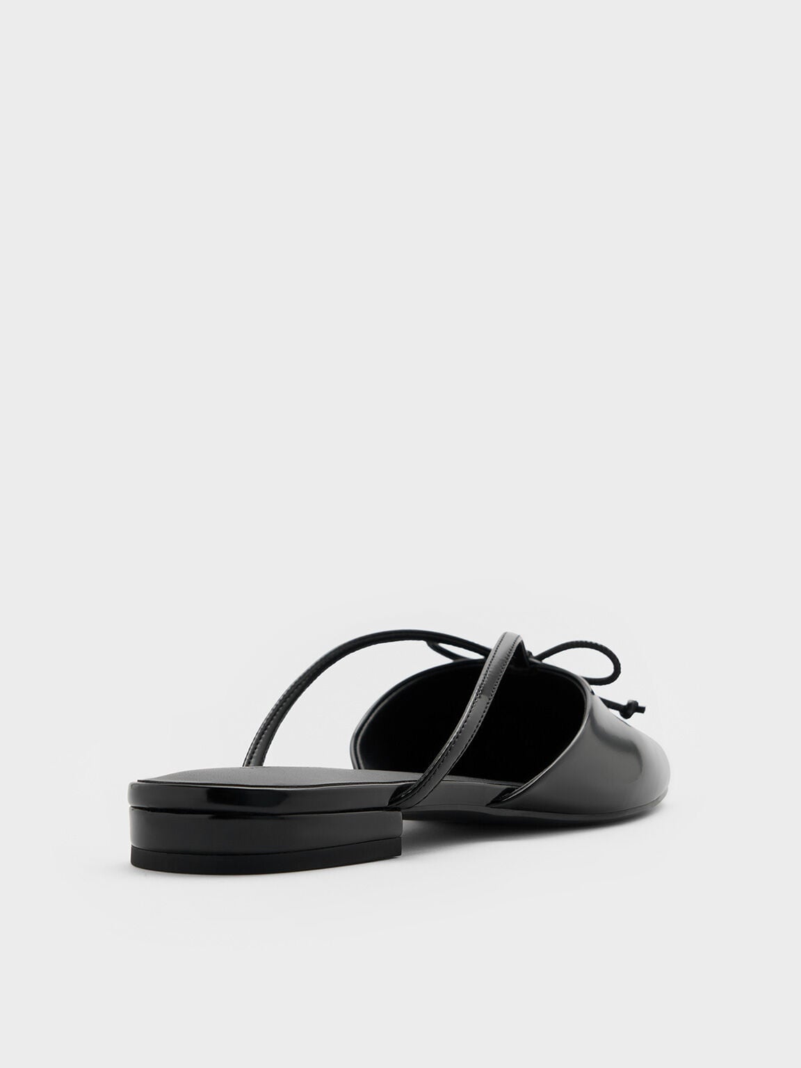 Pearl-Accent Bow Flat Mules - Black Box | CHARLES & KEITH