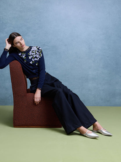 Teardrop-Crystal Flat Mules - Silver | CHARLES & KEITH