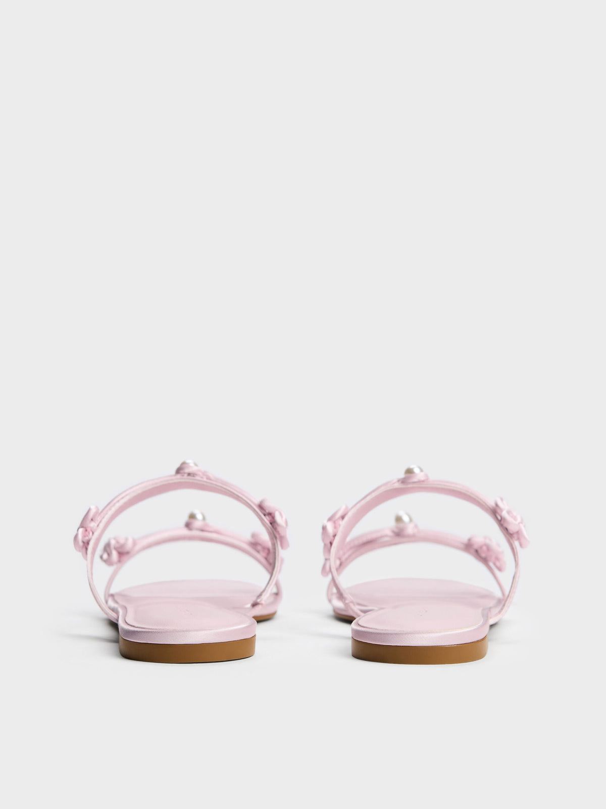 Orinda Knot-Pearl Slide Sandals - Light Pink | CHARLES & KEITH