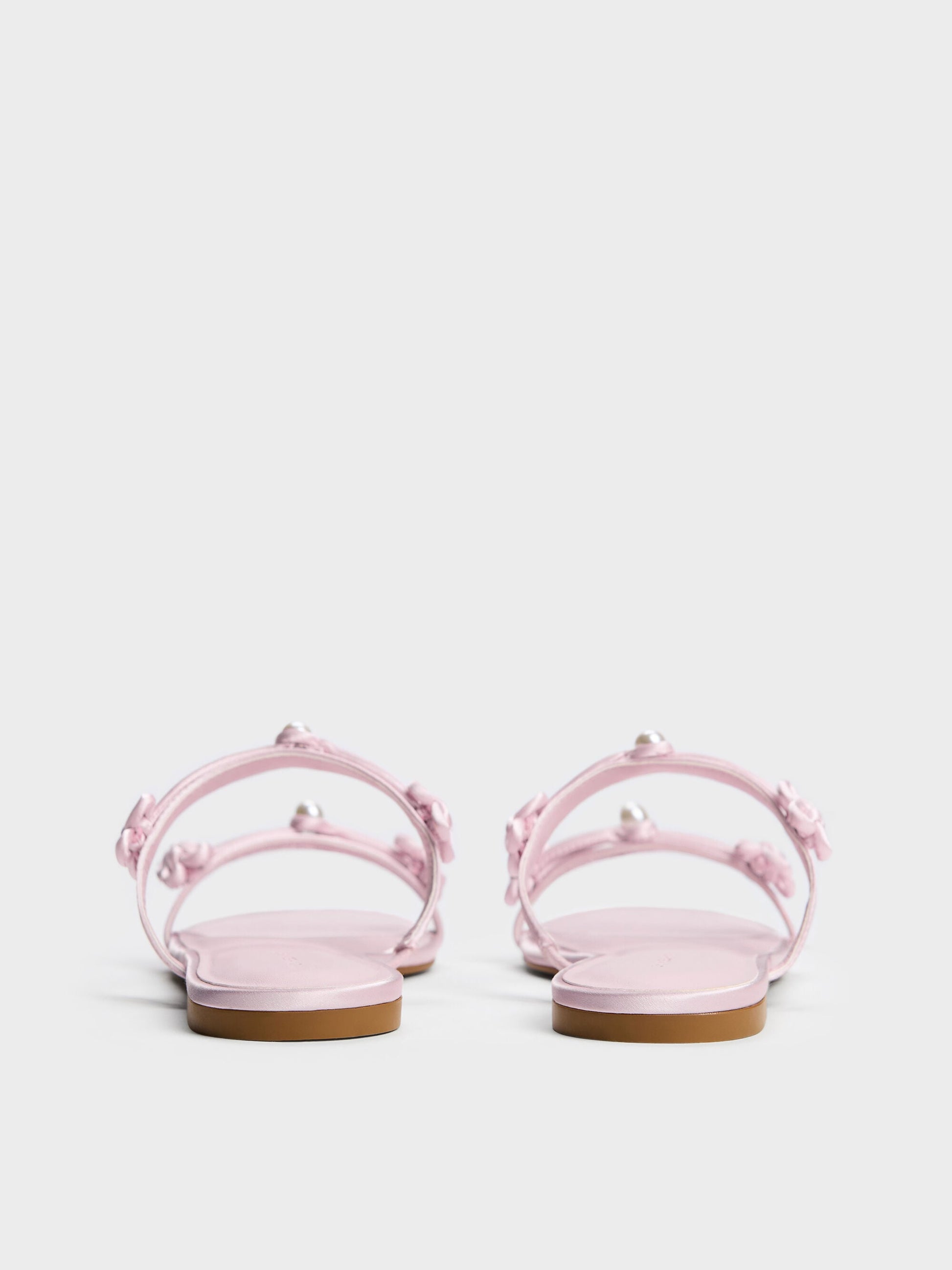 Orinda Knot-Pearl Slide Sandals - Light Pink | CHARLES & KEITH