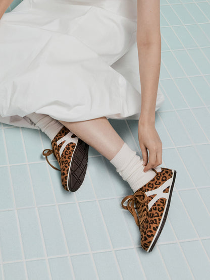 Faux Suede Leopard-Print Low-Top Sneakers - Animal Print Brown | CHARLES & KEITH