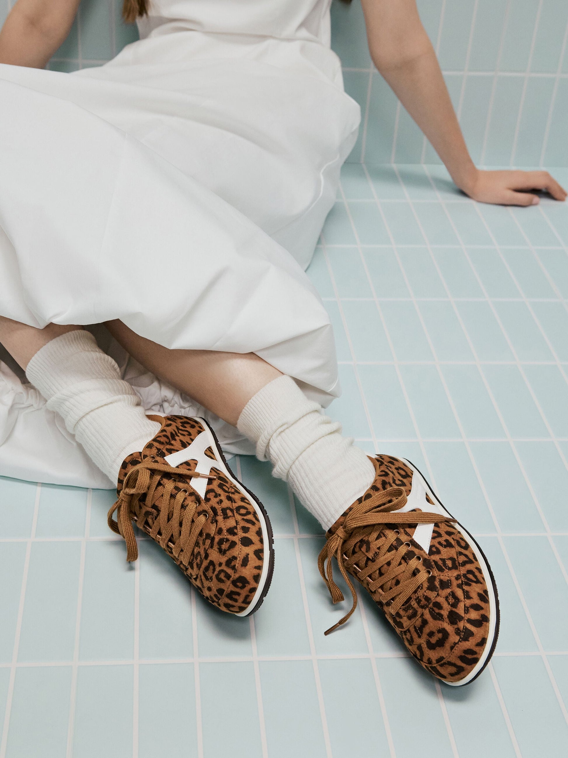 Faux Suede Leopard-Print Low-Top Sneakers - Animal Print Brown | CHARLES & KEITH