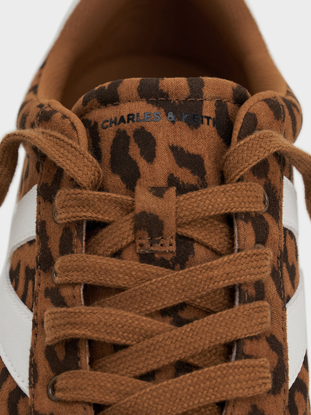 Faux Suede Leopard-Print Low-Top Sneakers - Animal Print Brown | CHARLES & KEITH